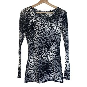 Express Womens Sheer Medium Cheetah Print Long Sleeve Y2K‎ Top Mobwife Old Money